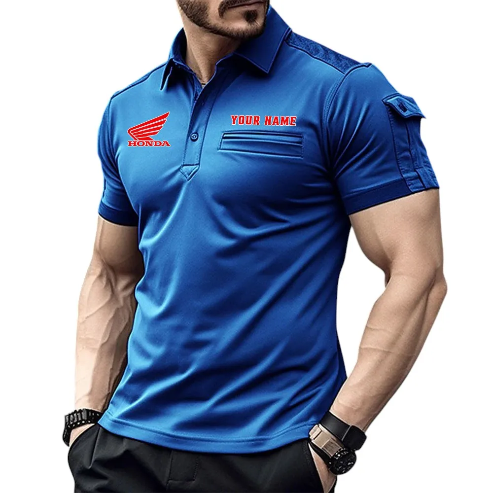 Honda Motorcycle Pocket Polo Shirt, All Over Print Shirt For Honda Motorcycle Fan CAR445060325031 - Blue
