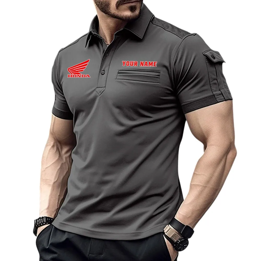 Honda Motorcycle Pocket Polo Shirt, All Over Print Shirt For Honda Motorcycle Fan CAR445060325031 - Gray