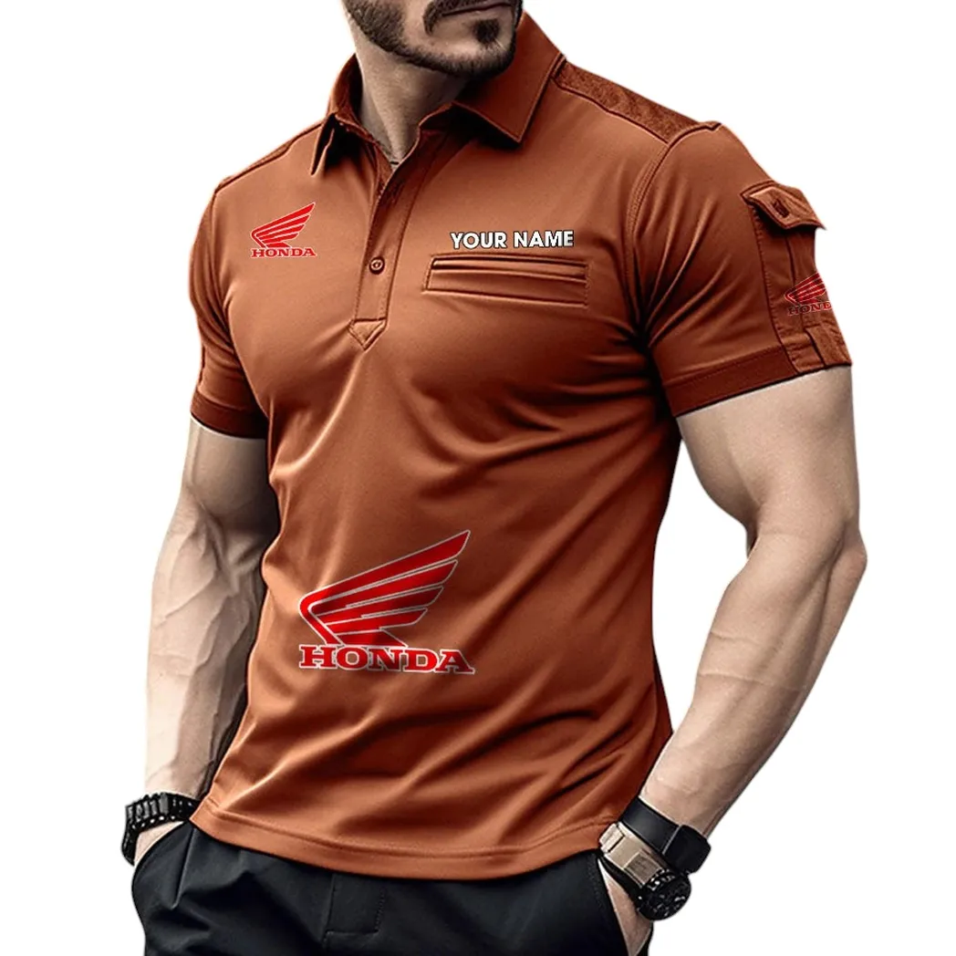 Honda Motorcycle Pocket Polo Shirt, All Over Print Shirt For Honda Motorcycle Fan CAR450051325344 - Orange