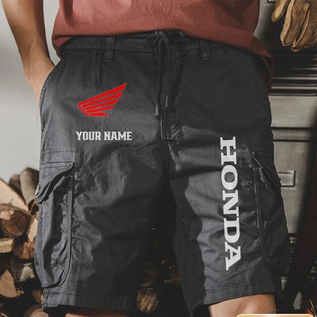 Honda Motors Men Pocket Workwear Shorts, Pants For Honda Motors Fan CAR454051625004 - Gray