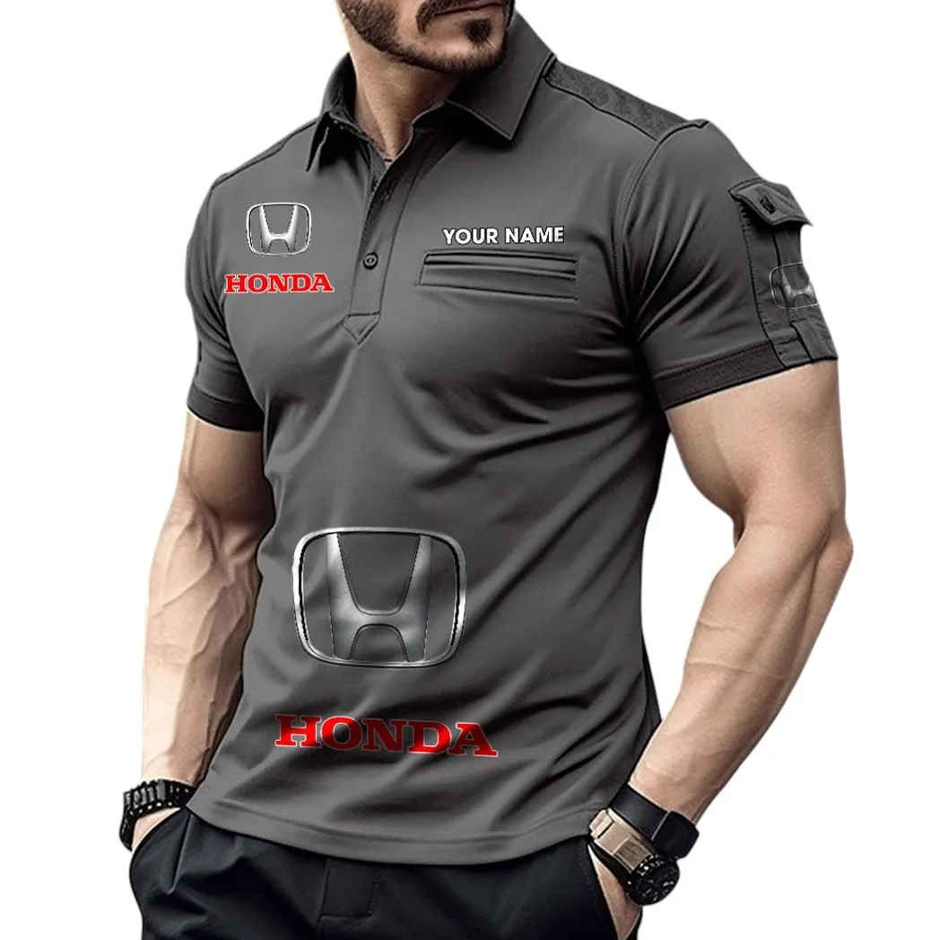 Honda Pocket Polo Shirt, All Over Print Shirt For Honda Fan CAR450051325362 - Gray