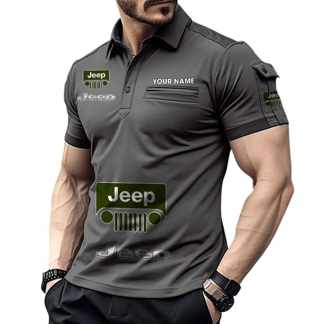 Jeep Pocket Polo Shirt, All Over Print Shirt For Jeep Fan CAR450051325339 - Gray