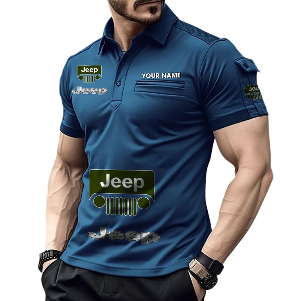 Jeep Pocket Polo Shirt, All Over Print Shirt For Jeep Fan CAR450051325339 - Navy Blue