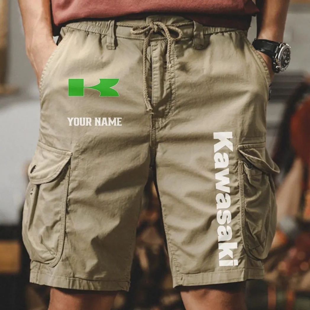 Kawasaki Men Pocket Workwear Shorts, Pants For Kawasaki Fan CAR454051625006 - Khaki