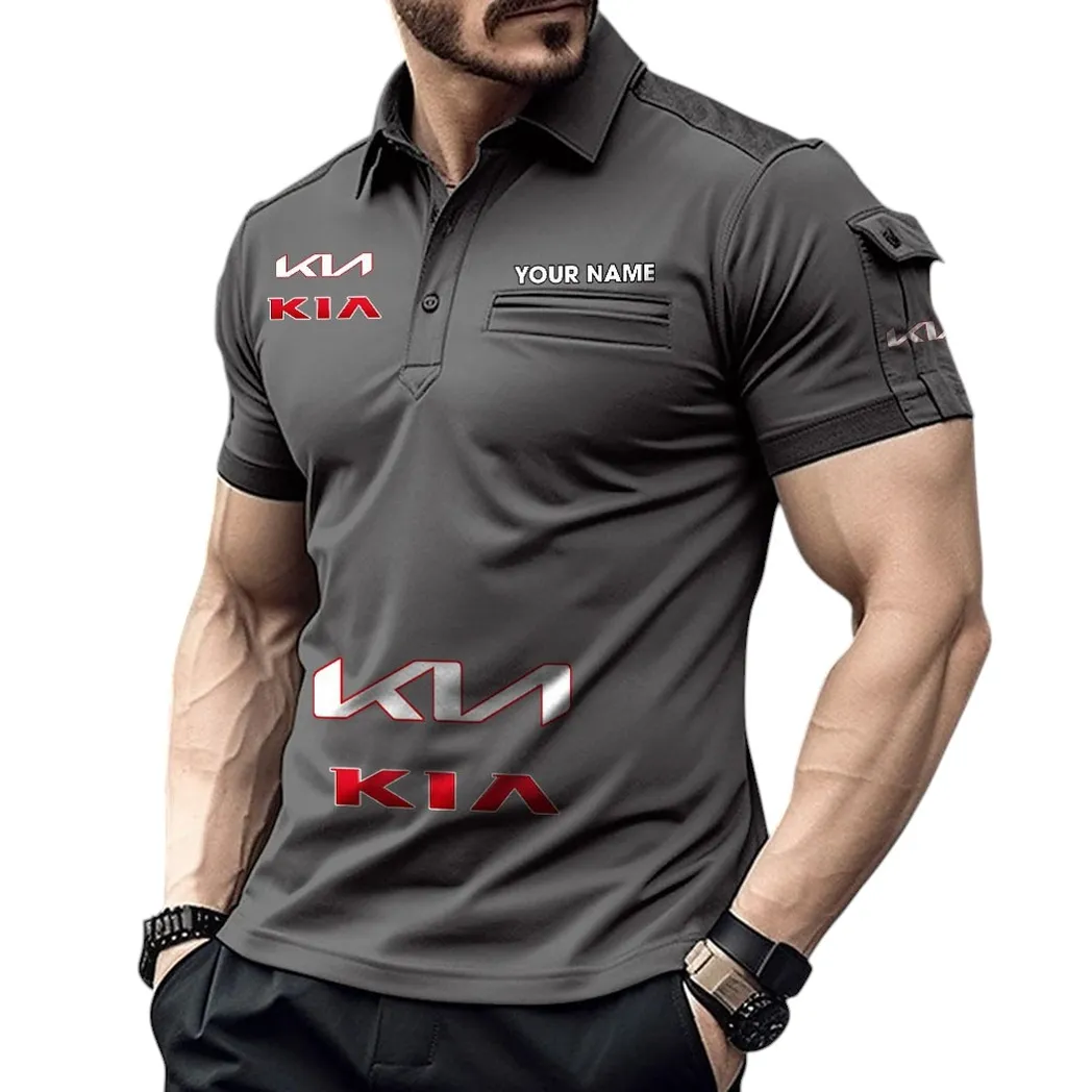 Kia Pocket Polo Shirt, All Over Print Shirt For Kia Fan CAR450051325364 - Gray
