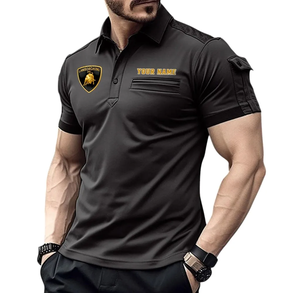 Lamborghini Pocket Polo Shirt, All Over Print Shirt For Lamborghini Fan CAR445060325044 - Black