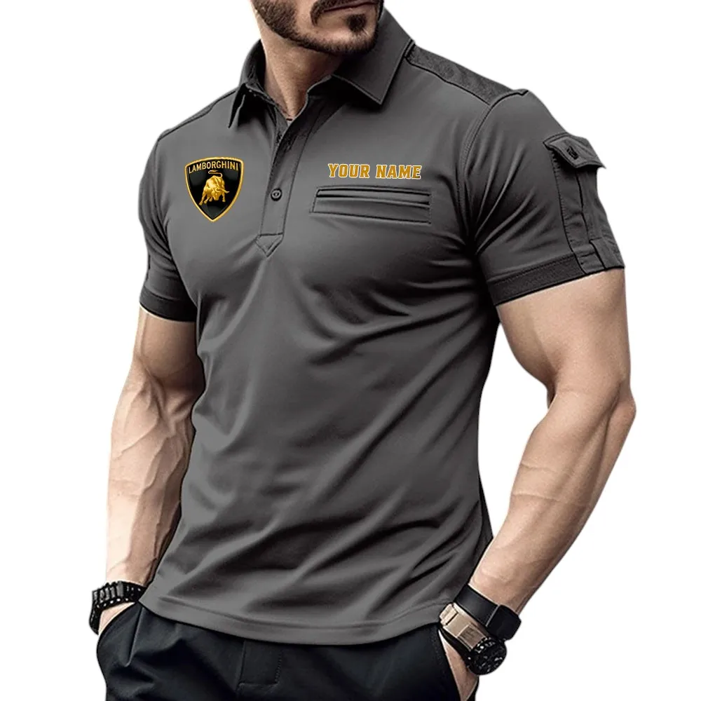 Lamborghini Pocket Polo Shirt, All Over Print Shirt For Lamborghini Fan CAR445060325044 - Gray