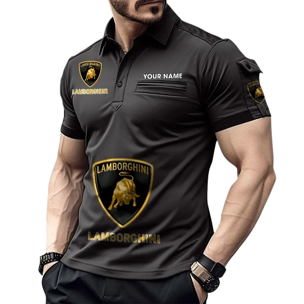 Lamborghini Pocket Polo Shirt, All Over Print Shirt For Lamborghini Fan CAR450051325337 - Black