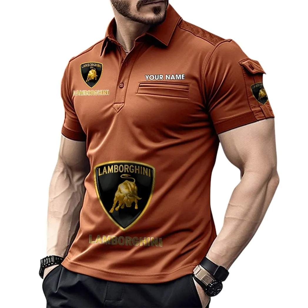Lamborghini Pocket Polo Shirt, All Over Print Shirt For Lamborghini Fan CAR450051325337 - Orange