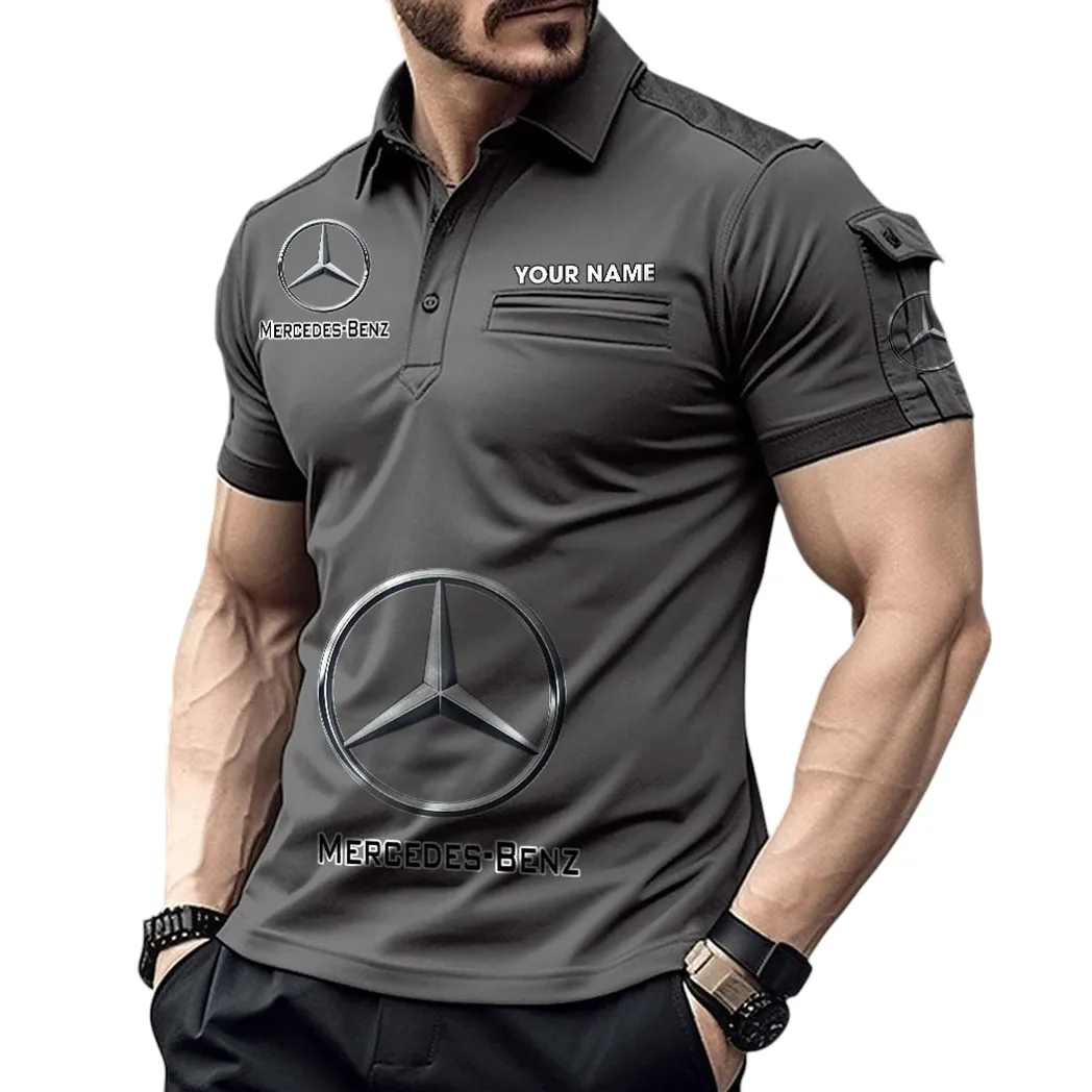 Mercedes Benz Pocket Polo Shirt, All Over Print Shirt For Mercedes Benz Fan CAR450051325338 - Gray