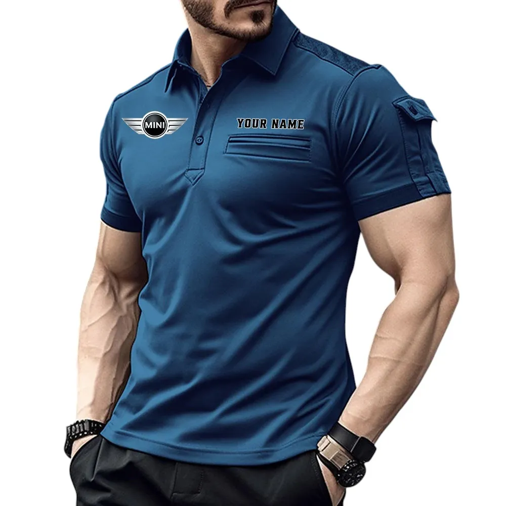Mini Pocket Polo Shirt, All Over Print Shirt For Mini Fan CAR445060325065 - Navy Blue