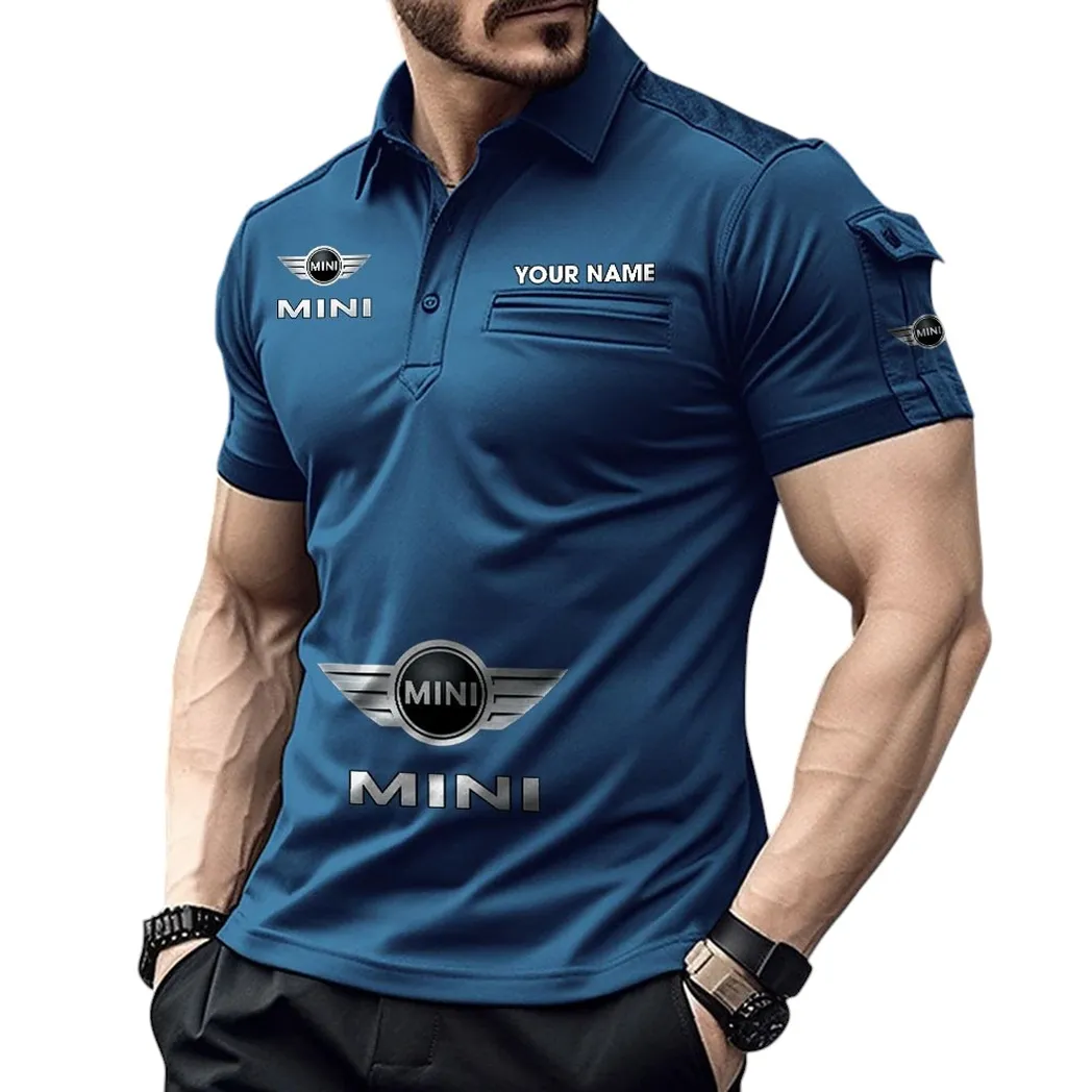 Mini Pocket Polo Shirt, All Over Print Shirt For Mini Fan CAR450051325350 - Navy Blue