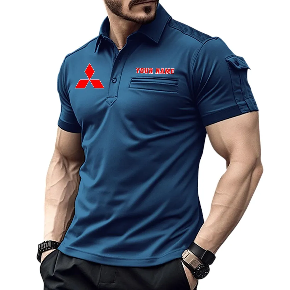 Mitsubishi Pocket Polo Shirt, All Over Print Shirt For Mitsubishi Fan CAR445060325060 - Navy Blue