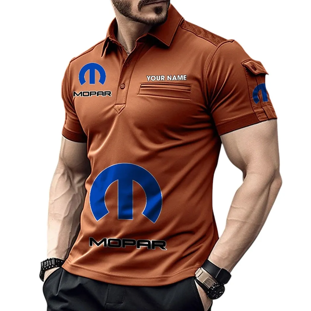 Mopar Pocket Polo Shirt, All Over Print Shirt For Mopar Fan CAR450051325393 - Orange