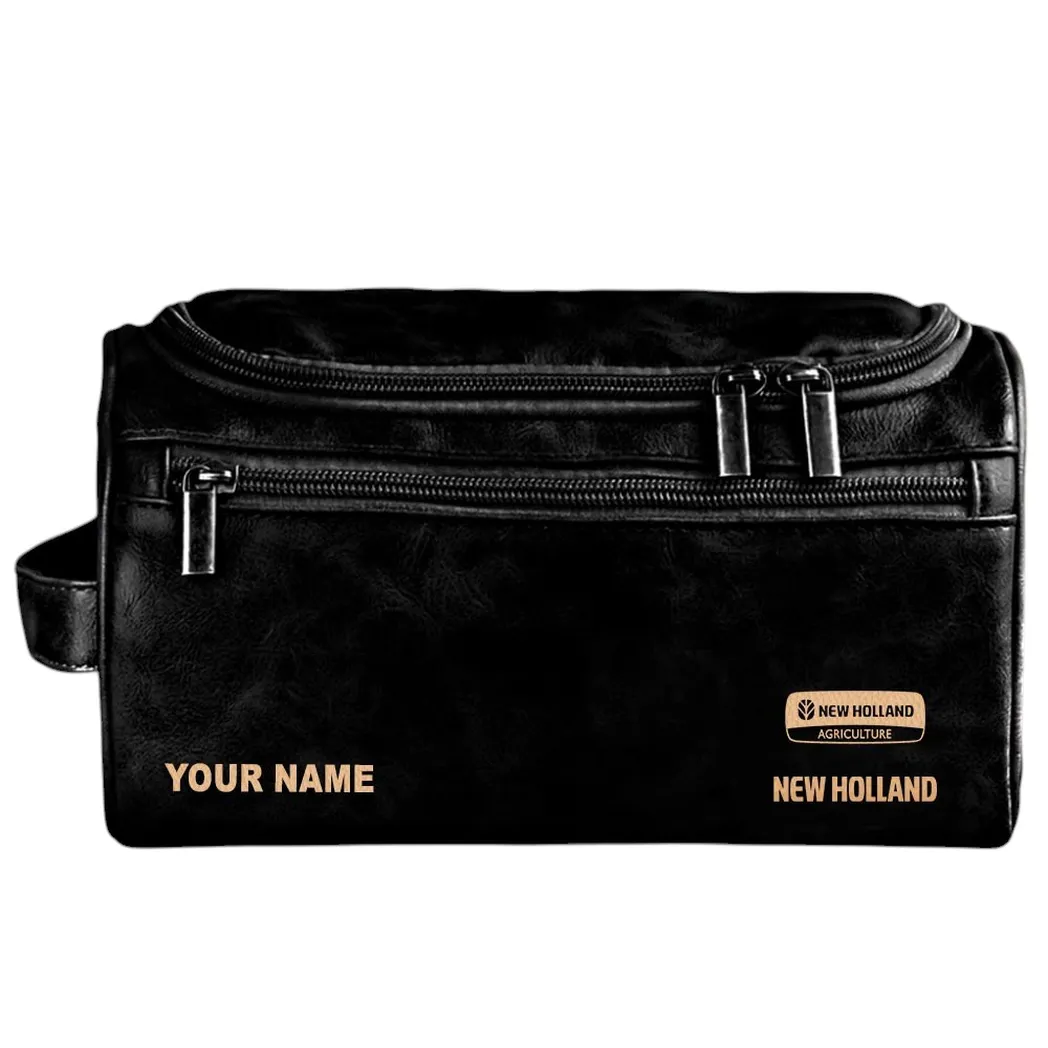 New Holland Leather Toiletry Bag, All Over Print Leather Toiletry Bag - Black CAR44205072509