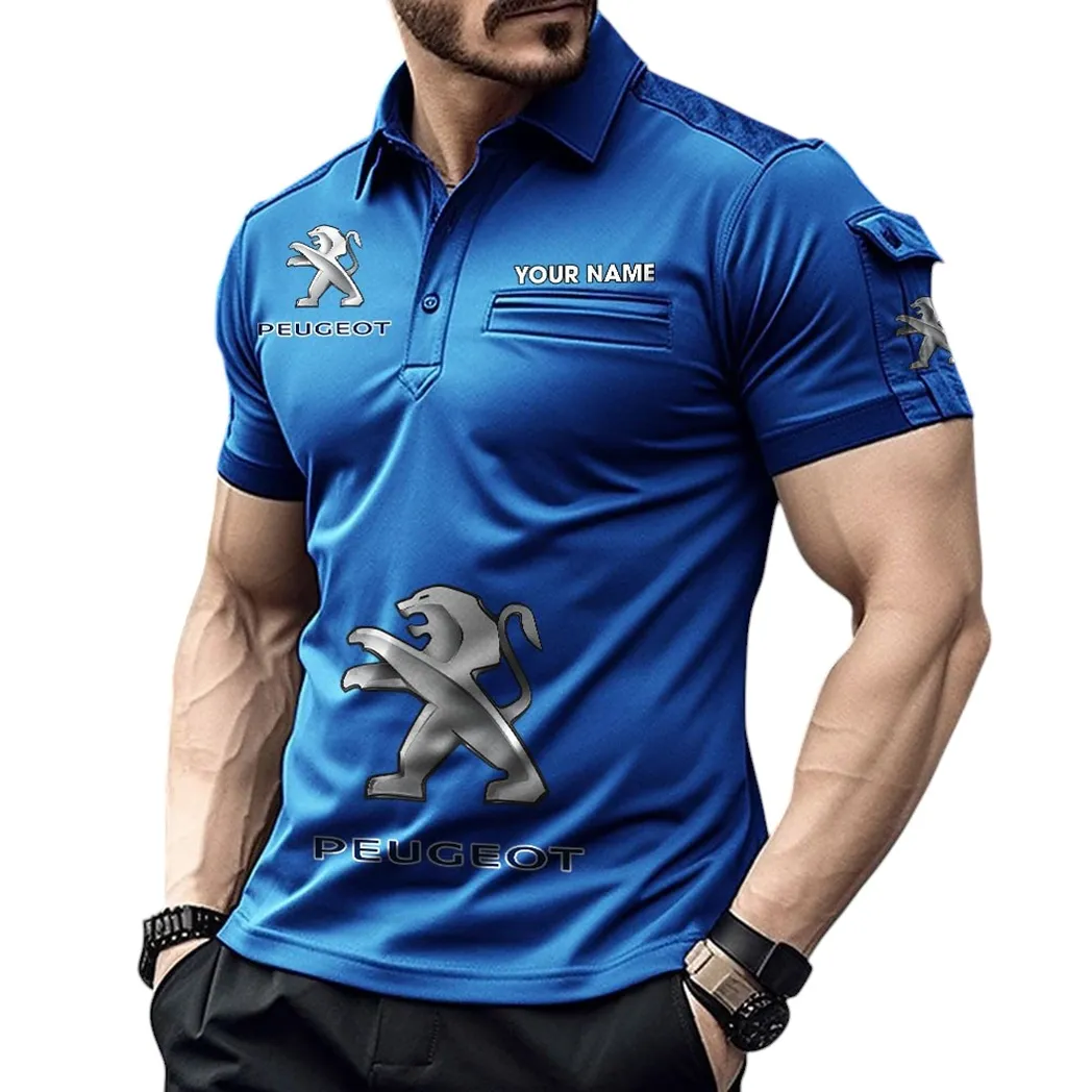 Peugeot Pocket Polo Shirt, All Over Print Shirt For Peugeot Fan CAR450051325388 - Blue