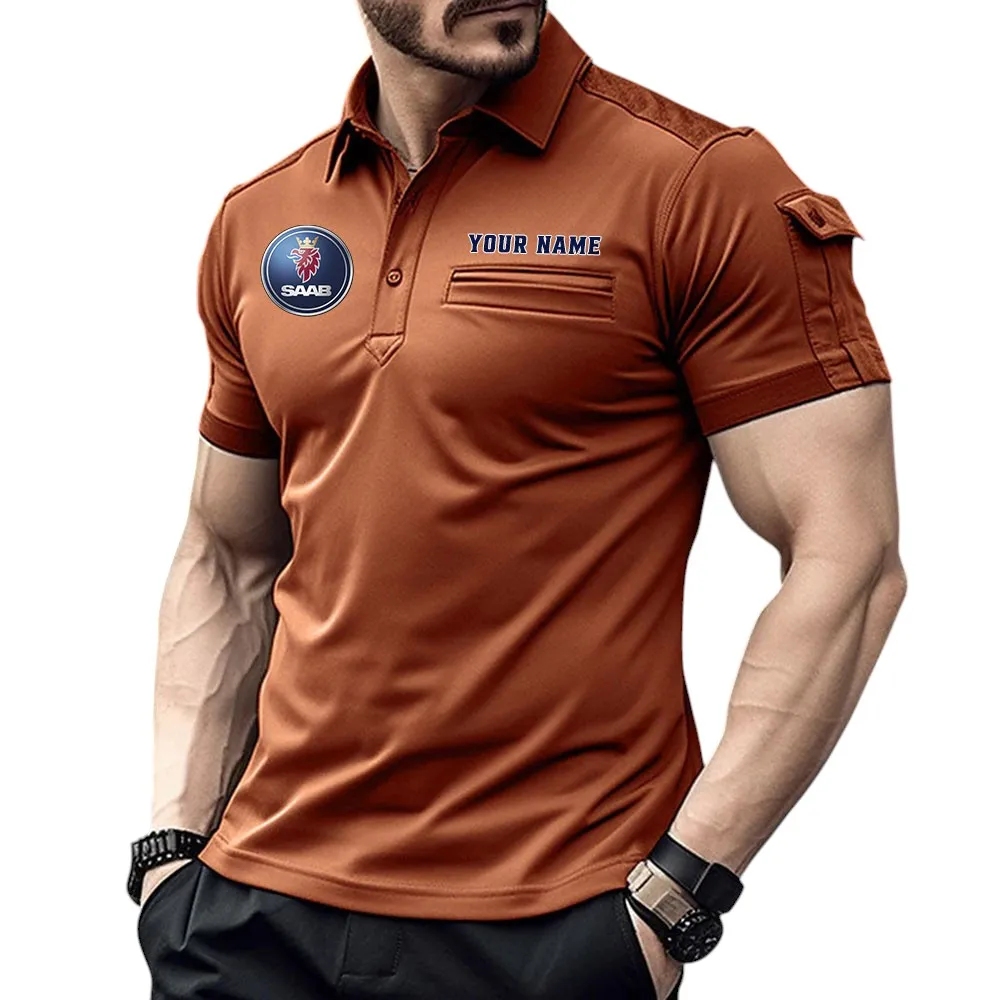 Saab Automobile Pocket Polo Shirt, All Over Print Shirt For Saab Automobile Fan CAR445060325047 - Orange