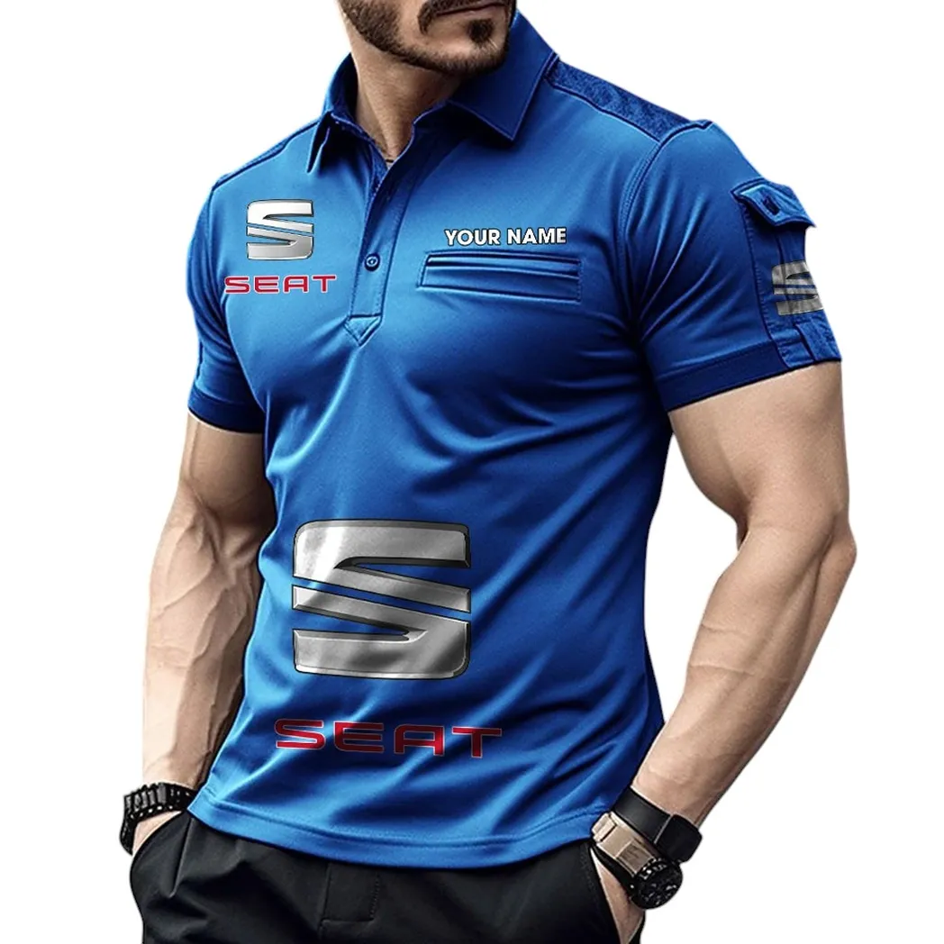 Seat Pocket Polo Shirt, All Over Print Shirt For Seat Fan CAR450051325391 - Blue