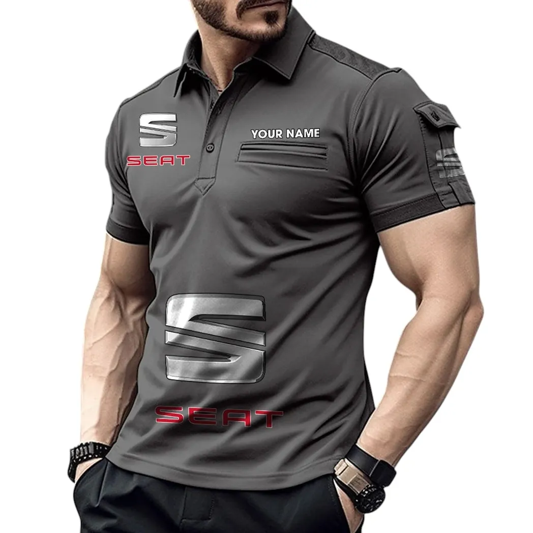 Seat Pocket Polo Shirt, All Over Print Shirt For Seat Fan CAR450051325391 - Gray