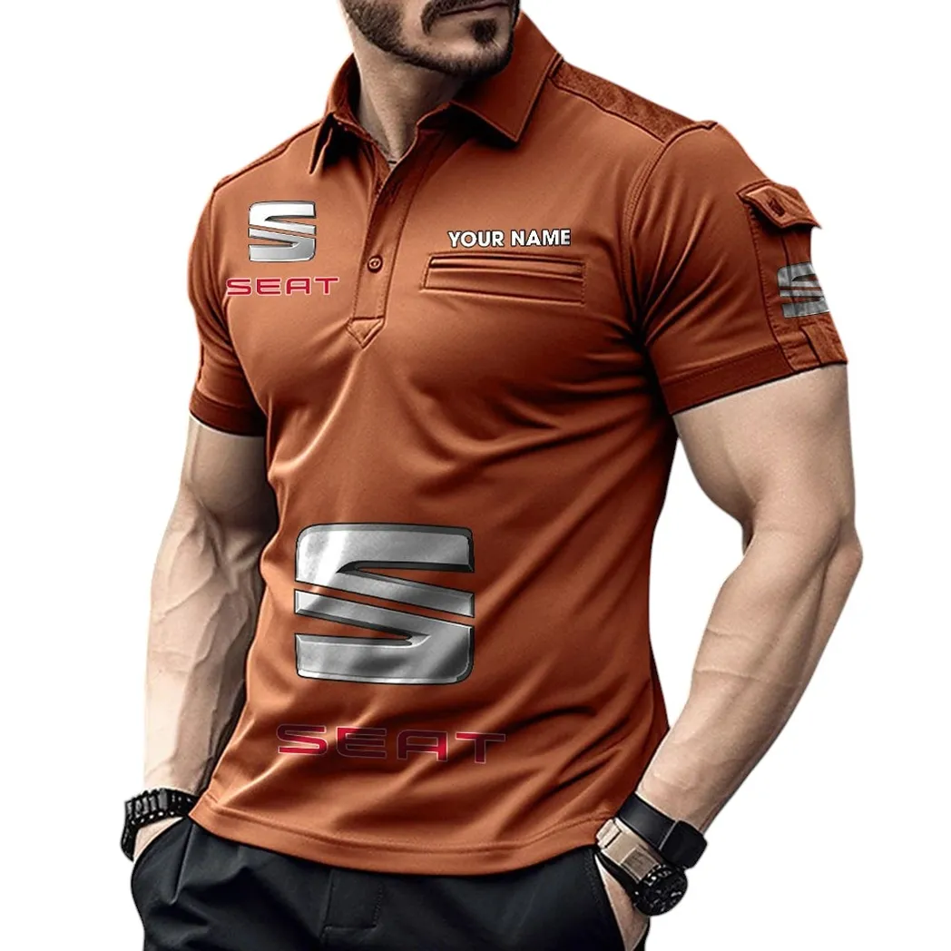 Seat Pocket Polo Shirt, All Over Print Shirt For Seat Fan CAR450051325391 - Orange