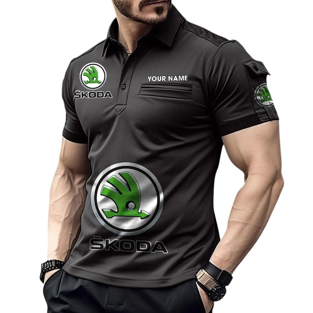 Skoda Pocket Polo Shirt, All Over Print Shirt For Skoda Fan CAR450051325387 - Black