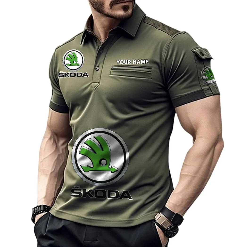 Skoda Pocket Polo Shirt, All Over Print Shirt For Skoda Fan CAR450051325387 - Green