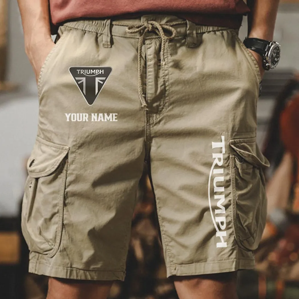 Triumph Men Pocket Workwear Shorts, Pants For Triumph Fan CAR454051625002 - Khaki