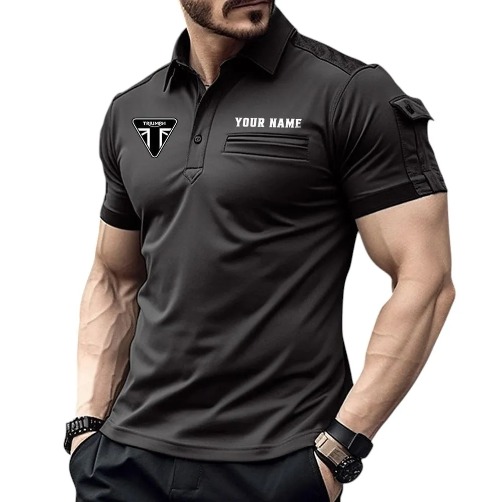 Triumph Motorcycles Pocket Polo Shirt, All Over Print Shirt For Triumph Motorcycles Fan CAR445060325056 - Black
