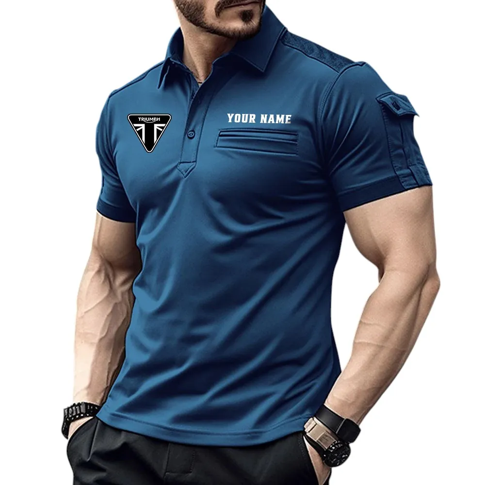 Triumph Motorcycles Pocket Polo Shirt, All Over Print Shirt For Triumph Motorcycles Fan CAR445060325056 - Navy Blue