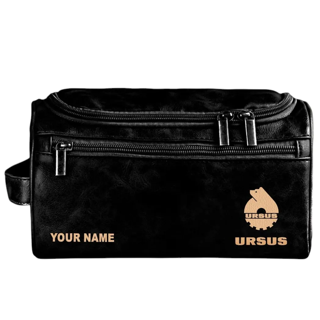 Ursus Leather Toiletry Bag, All Over Print Leather Toiletry Bag - Black CAR44205072523