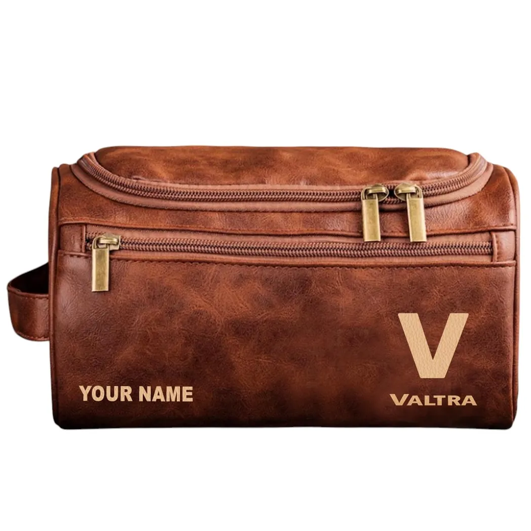 Valtra Leather Toiletry Bag, All Over Print Leather Toiletry Bag - Red Brown CAR44205072503