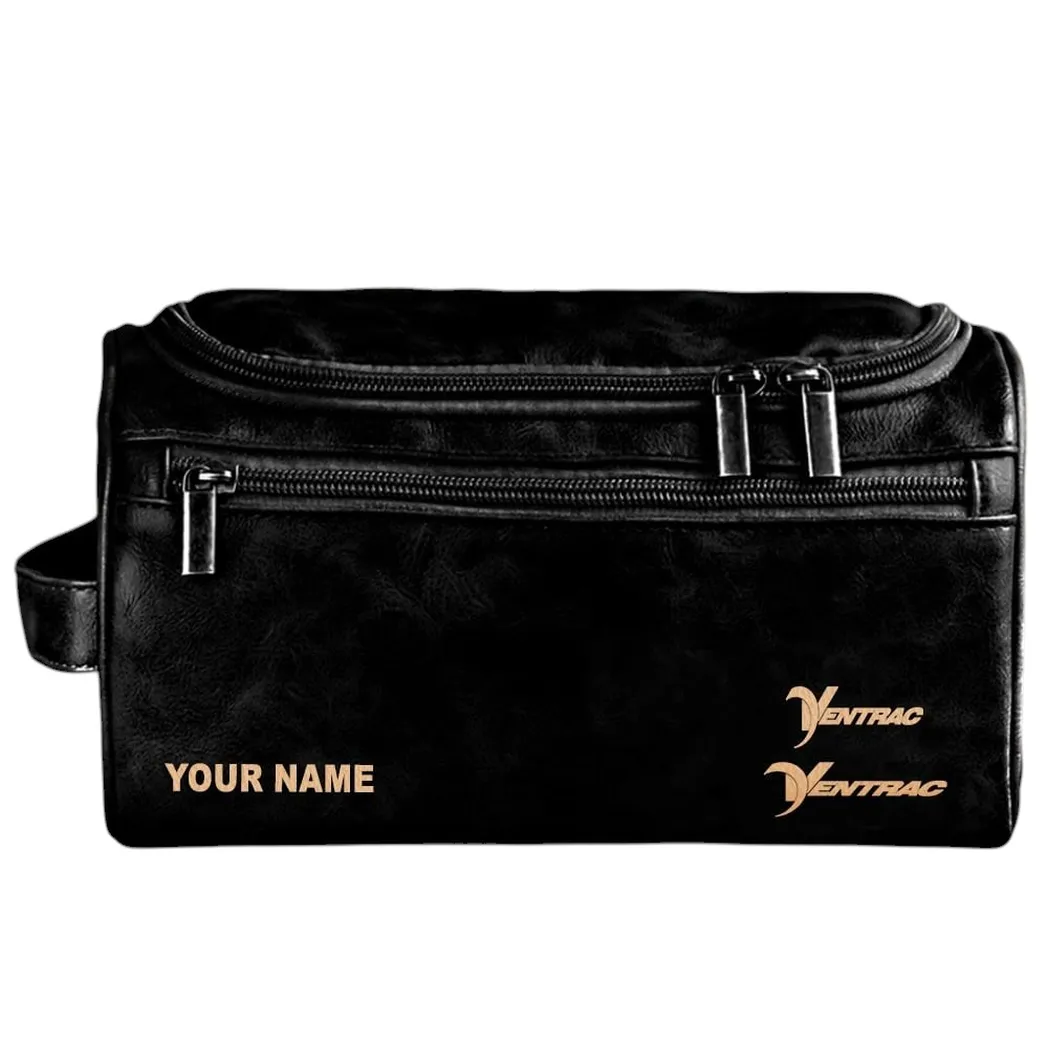Ventrac Leather Toiletry Bag, All Over Print Leather Toiletry Bag - Black CAR44205072500