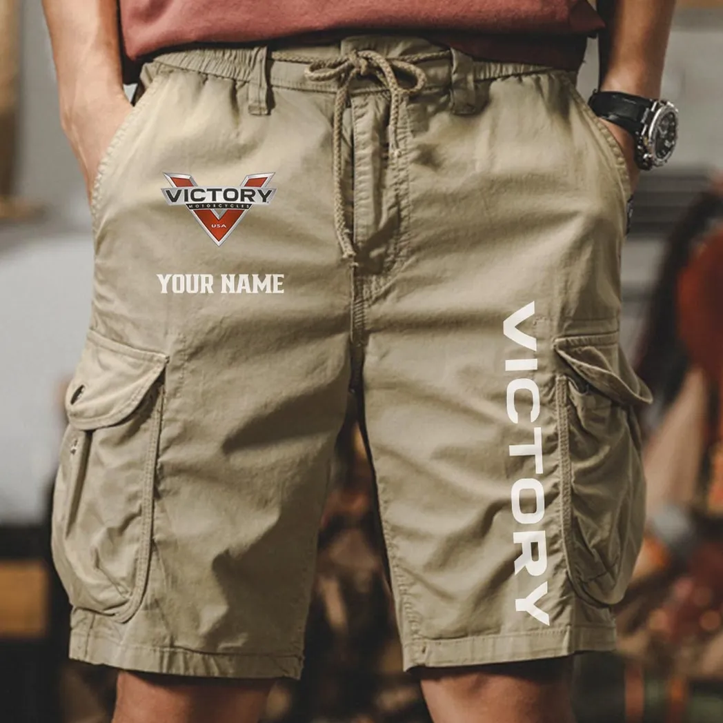Victory Motorcycle Men Pocket Workwear Shorts, Pants For Victory Motorcycle Fan CAR454051625019 - Khaki