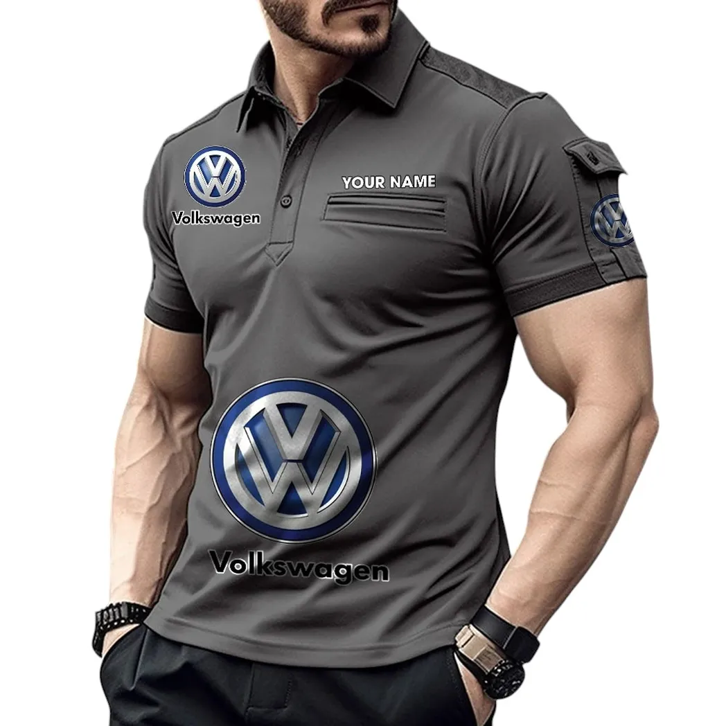 Volkswagen Pocket Polo Shirt, All Over Print Shirt For Volkswagen Fan CAR450051325397 - Gray