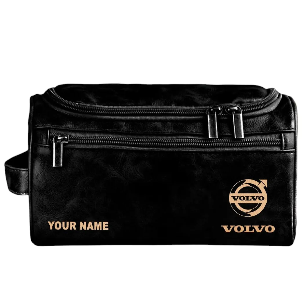 Volvo Leather Toiletry Bag, All Over Print Leather Toiletry Bag - Black CAR44005072561