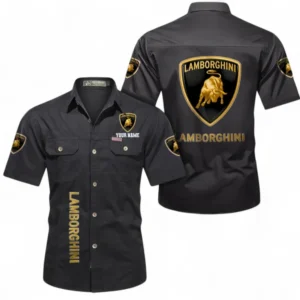 Car Fans Gift Short Sleeved Shirt, Button up Shirt All Over Print For Car Owners, Custom Name CAR392072125778-Black