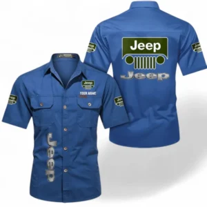 Car Fans Gift Short Sleeved Shirt, Button up Shirt All Over Print For Car Owners, Custom Name CAR392072125780-Cowboy Blue