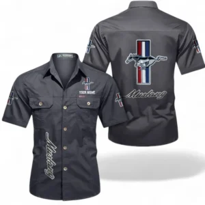 Car Fans Gift Short Sleeved Shirt, Button up Shirt All Over Print For Car Owners, Custom Name CAR392072125782-Gray