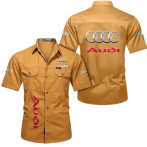 Car Fans Gift Short Sleeved Shirt, Button up Shirt All Over Print For Car Owners, Custom Name CAR392072125783-Turmeric