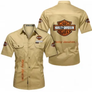 Motorcycle Fans Gift Short Sleeved Shirt, Button up Shirt All Over Print For Car Owners, Custom Name CAR392072125784-Khaki