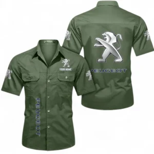 Car Fans Gift Short Sleeved Shirt, Button up Shirt All Over Print For Car Owners, Custom Name CAR392072125802-Army Green