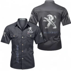 Car Fans Gift Short Sleeved Shirt, Button up Shirt All Over Print For Car Owners, Custom Name CAR392072125802-Gray