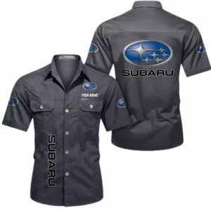 Car Fans Gift Short Sleeved Shirt, Button up Shirt All Over Print For Car Owners, Custom Name CAR392072125804-Gray