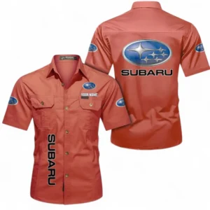 Car Fans Gift Short Sleeved Shirt, Button up Shirt All Over Print For Car Owners, Custom Name CAR392072125804-Red