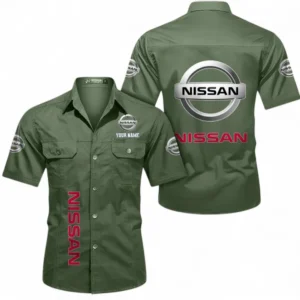 Car Fans Gift Short Sleeved Shirt, Button up Shirt All Over Print For Car Owners, Custom Name CAR392072125805-Army Green
