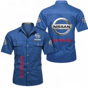 Car Fans Gift Short Sleeved Shirt, Button up Shirt All Over Print For Car Owners, Custom Name CAR392072125805-Cowboy Blue