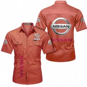Car Fans Gift Short Sleeved Shirt, Button up Shirt All Over Print For Car Owners, Custom Name CAR392072125805-Red
