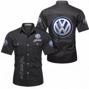 Car Fans Gift Short Sleeved Shirt, Button up Shirt All Over Print For Car Owners, Custom Name CAR392072125806-Black