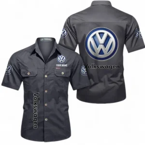 Car Fans Gift Short Sleeved Shirt, Button up Shirt All Over Print For Car Owners, Custom Name CAR392072125806-Gray