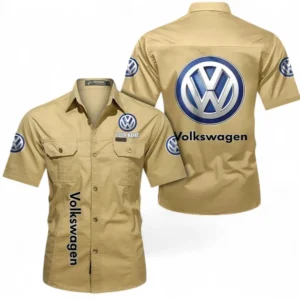 Car Fans Gift Short Sleeved Shirt, Button up Shirt All Over Print For Car Owners, Custom Name CAR392072125806-Khaki